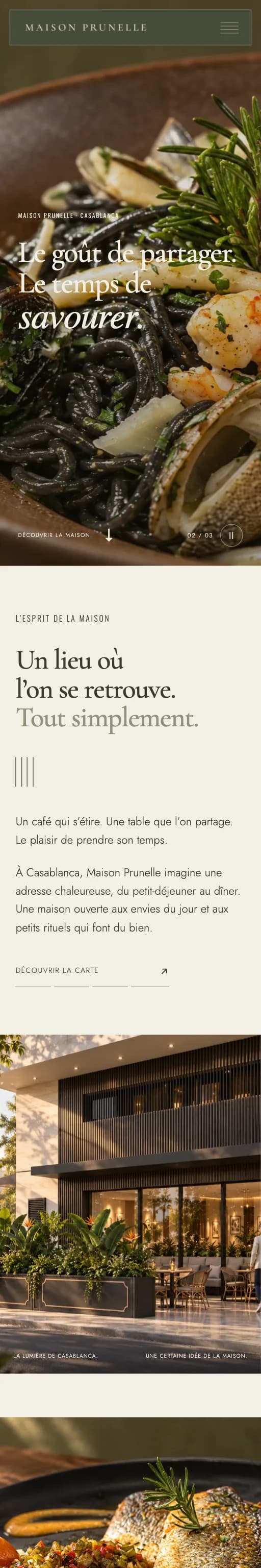 Le site Maison Prunelle sur téléphone