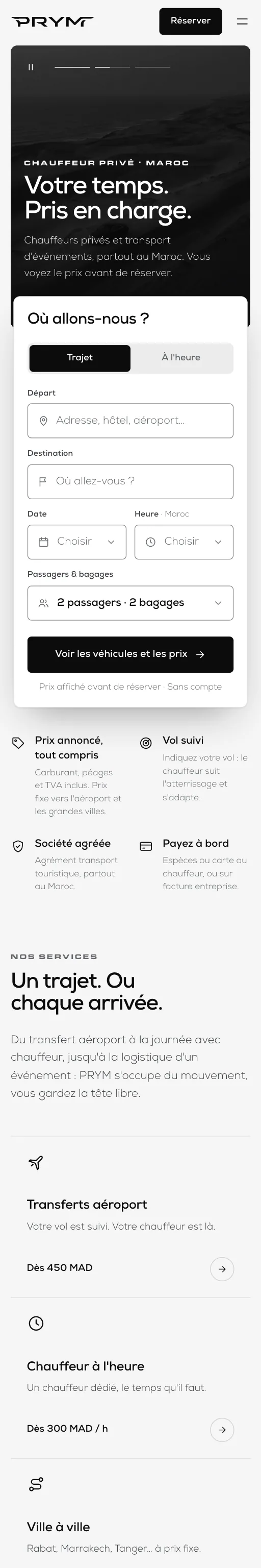Le site PRYM sur téléphone